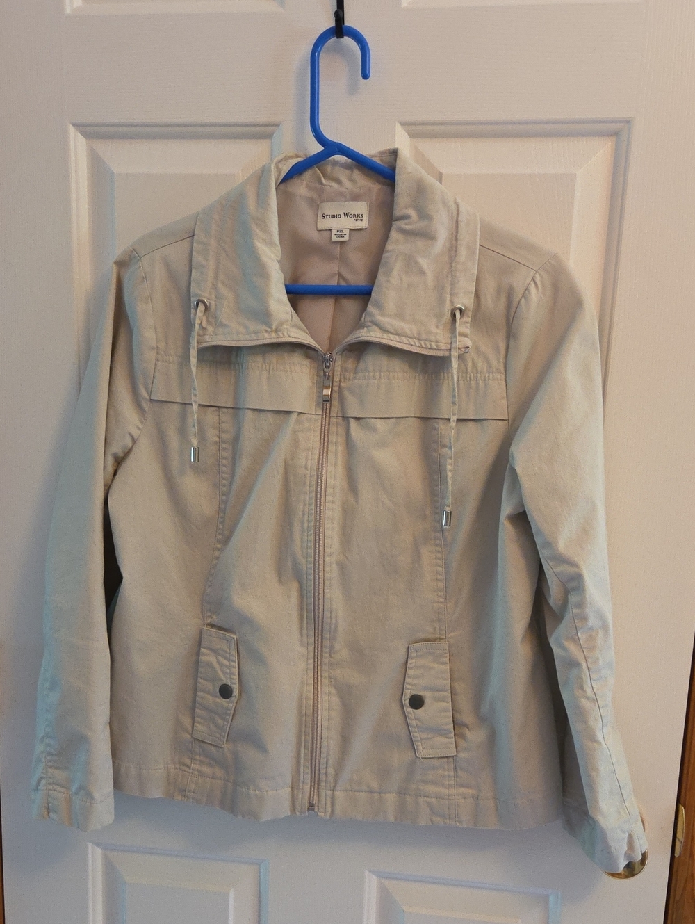 Studio Works Beige Zip-Front Lightweight Utility Jacket Size PXL